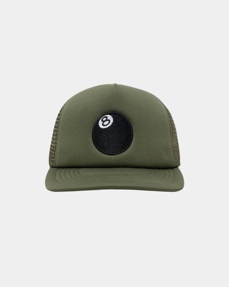 Stussy Trucker 8 Ball Snapback Caps Olive | Israel-61397