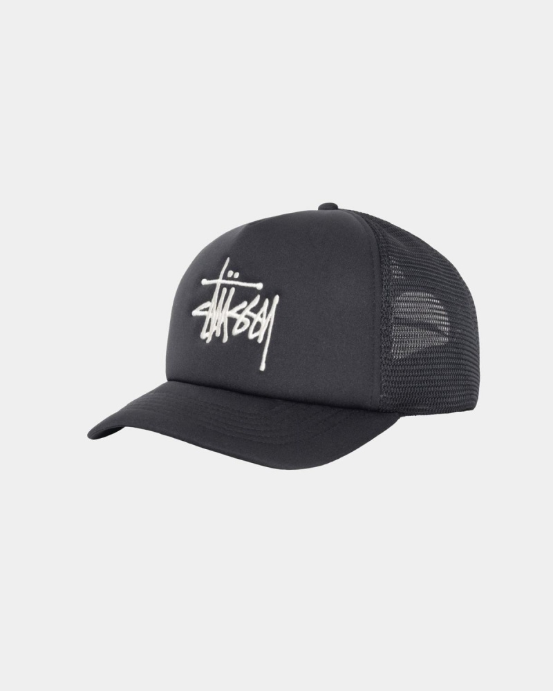 Stussy Trucker Big Basic Snapback Caps Black | Israel-09586