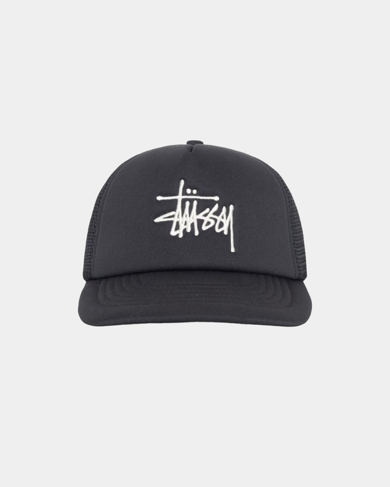 Stussy Trucker Big Basic Snapback Caps Black | Israel-09586