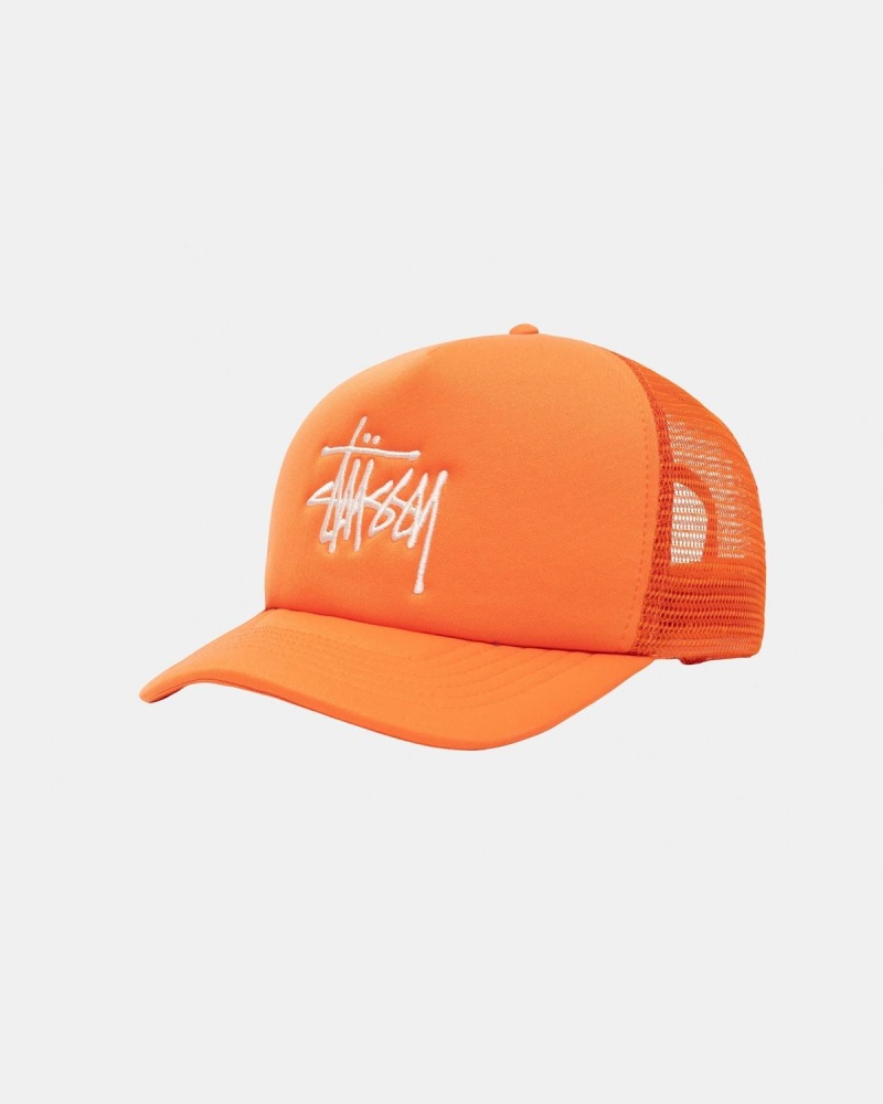 Stussy Trucker Big Basic Snapback Caps Orange | Israel-25396