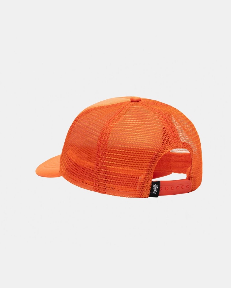 Stussy Trucker Big Basic Snapback Caps Orange | Israel-25396