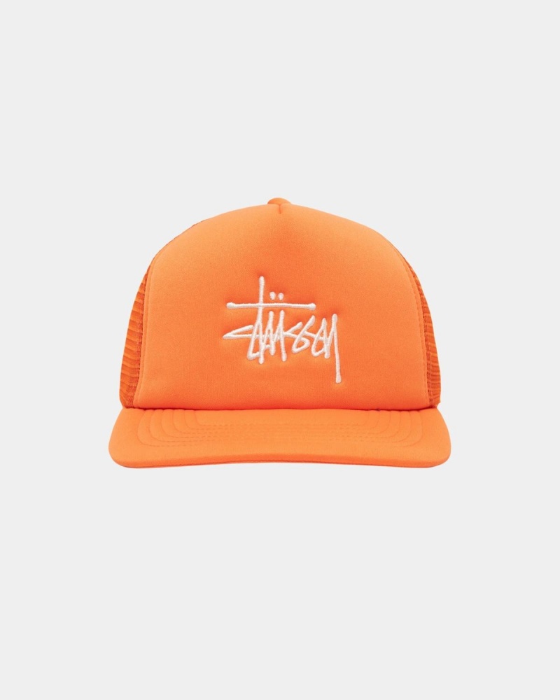 Stussy Trucker Big Basic Snapback Caps Orange | Israel-25396