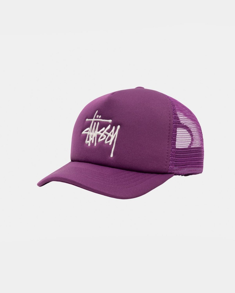 Stussy Trucker Big Basic Snapback Caps Purple | Israel-10568