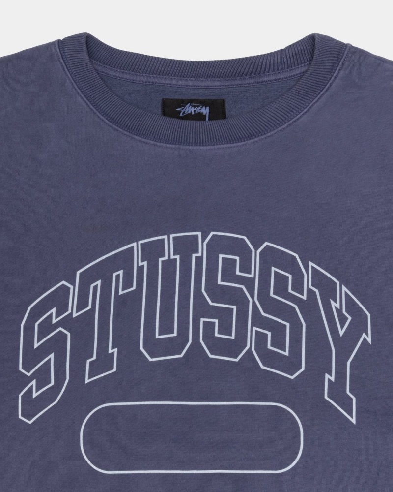 Stussy Varsity Oversized Crew Sweatshirt Blue | Israel-81734