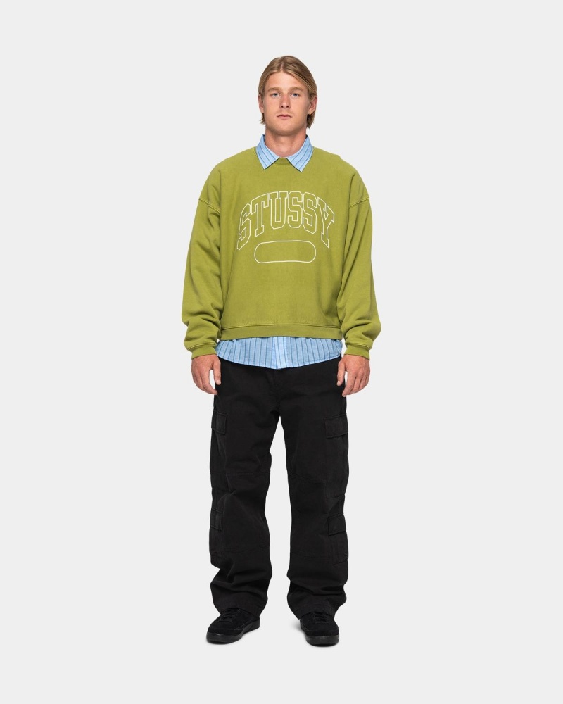 Stussy Varsity Oversized Crew Sweatshirt Green | Israel-05162