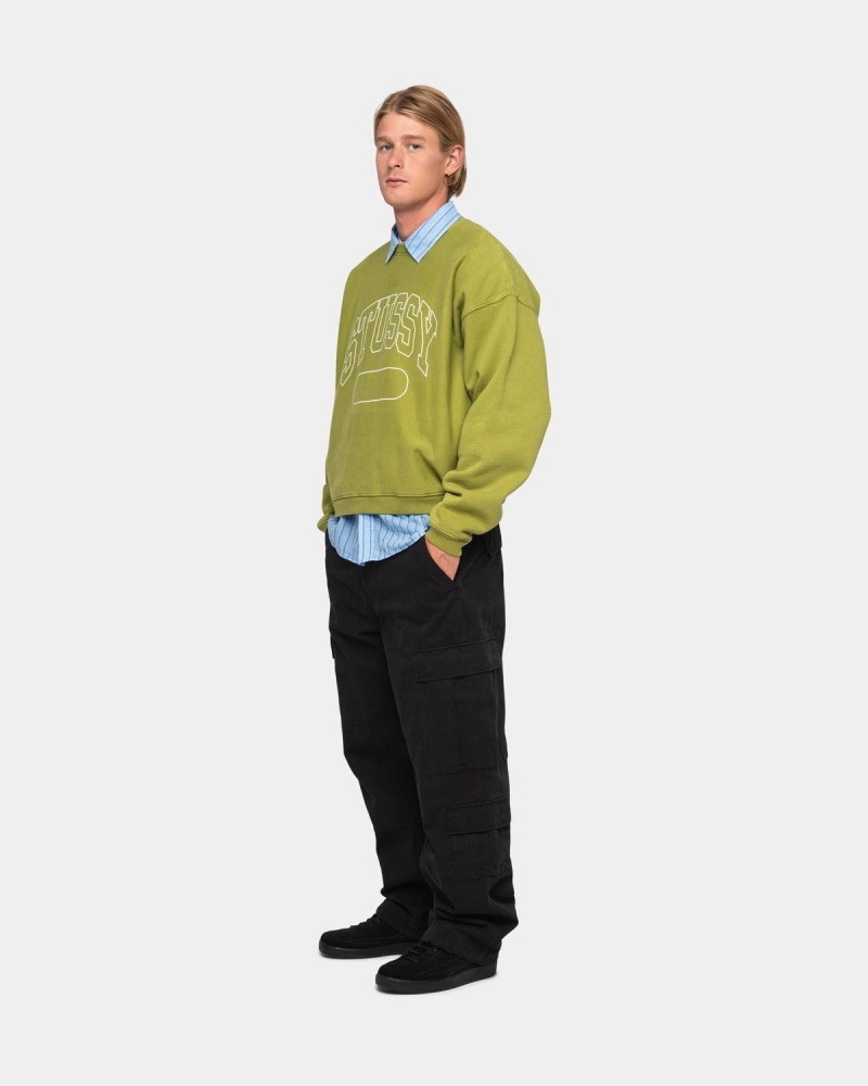 Stussy Varsity Oversized Crew Sweatshirt Green | Israel-05162