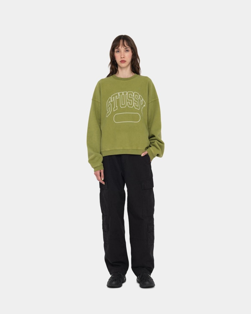 Stussy Varsity Oversized Crew Sweatshirt Green | Israel-05162