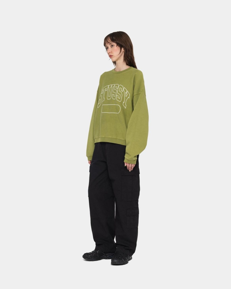 Stussy Varsity Oversized Crew Sweatshirt Green | Israel-05162