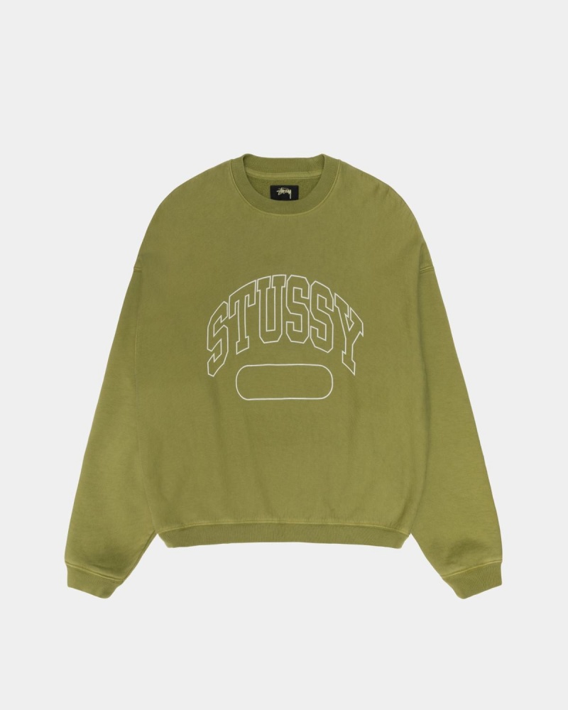 Stussy Varsity Oversized Crew Sweatshirt Green | Israel-05162