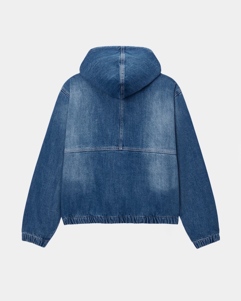 Stussy Work Denim Sherpa Jackets Blue | Israel-46273