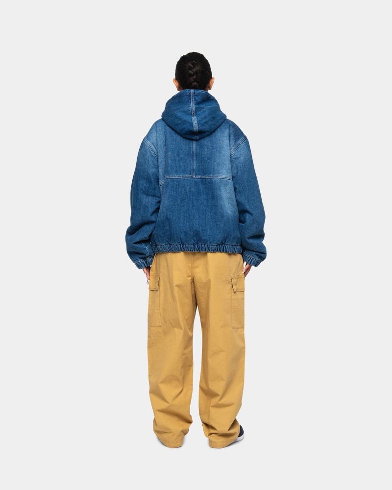 Stussy Work Denim Sherpa Jackets Blue | Israel-46273