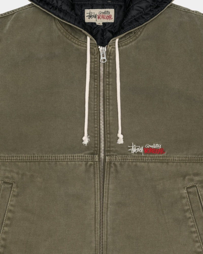 Stussy Work Insulated Canvas Jackets Olive | Israel-26398