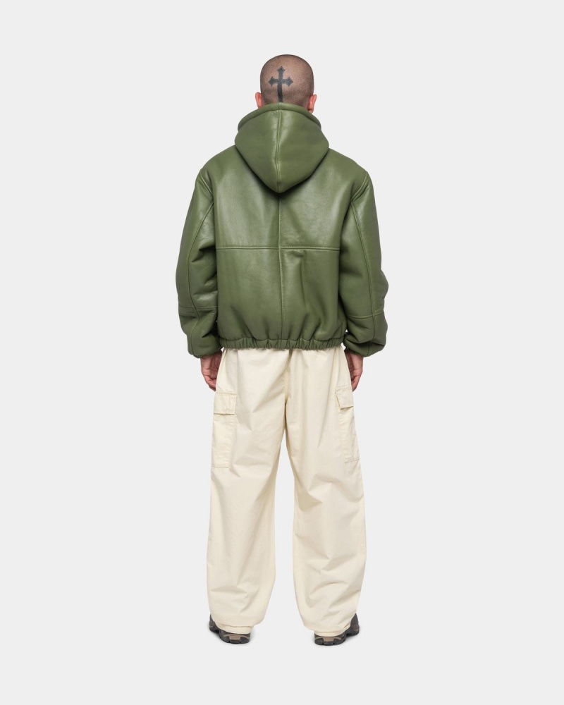 Stussy Work Shearling Jackets Green | Israel-42931