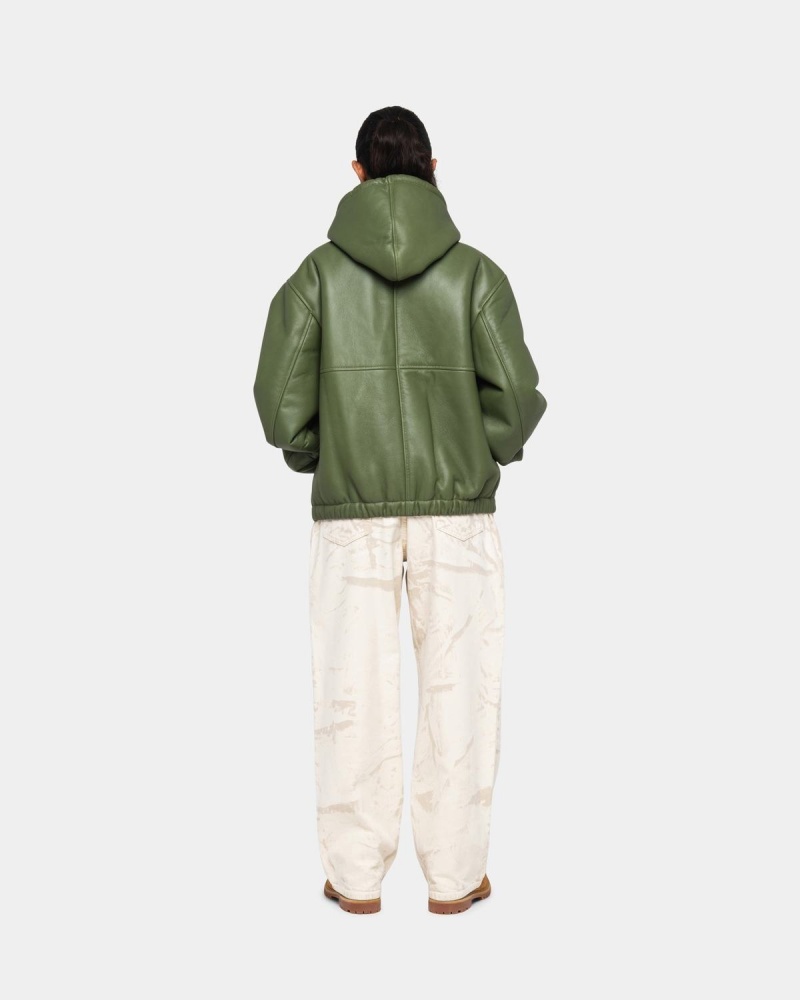 Stussy Work Shearling Jackets Green | Israel-42931