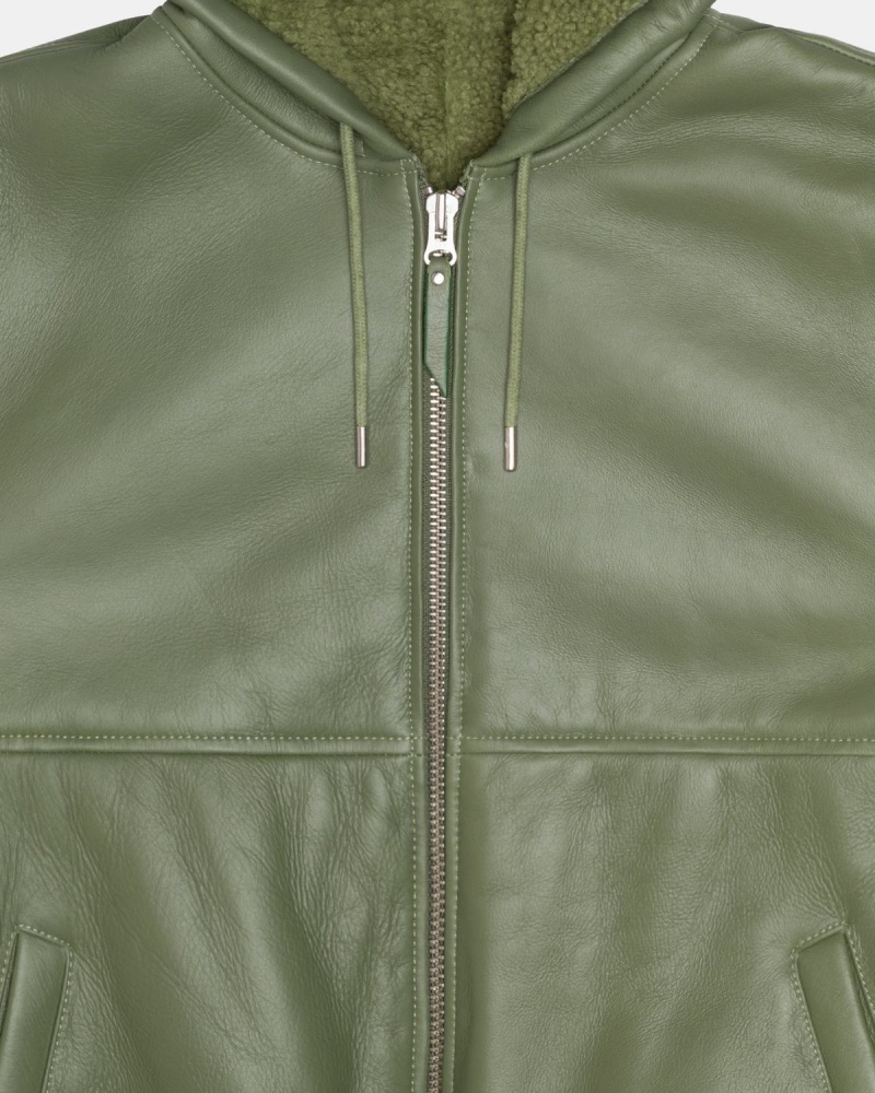 Stussy Work Shearling Jackets Green | Israel-42931