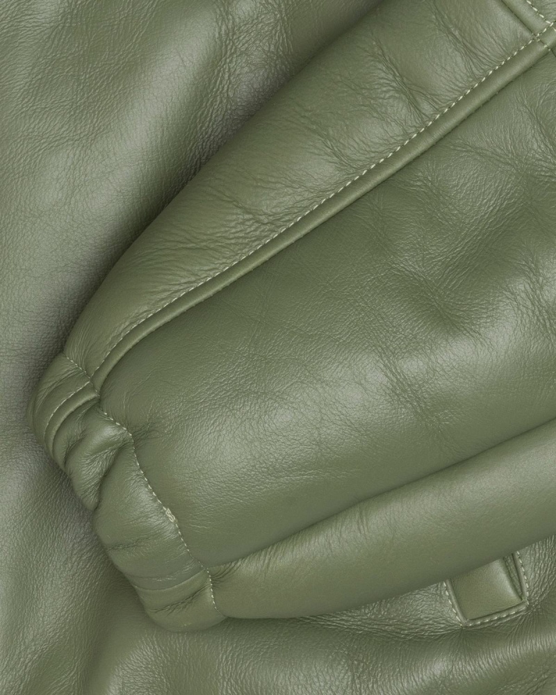 Stussy Work Shearling Jackets Green | Israel-42931