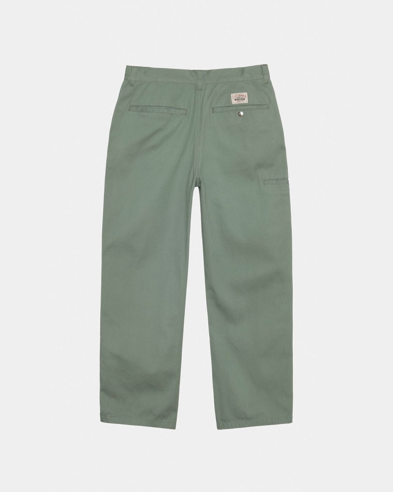 Stussy Workgear Trouser Twill Pants Green | Israel-81764