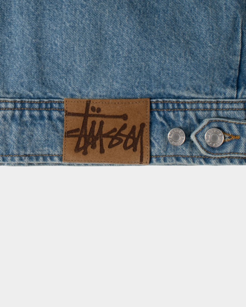 Stussy Zip Work Denim Jackets Blue | Israel-74025