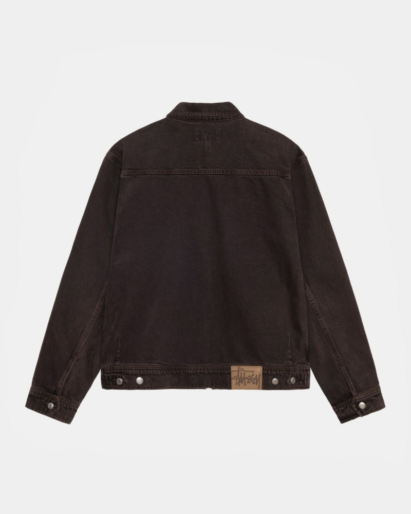 Stussy Zip Work Denim Jackets Espresso | Israel-75193