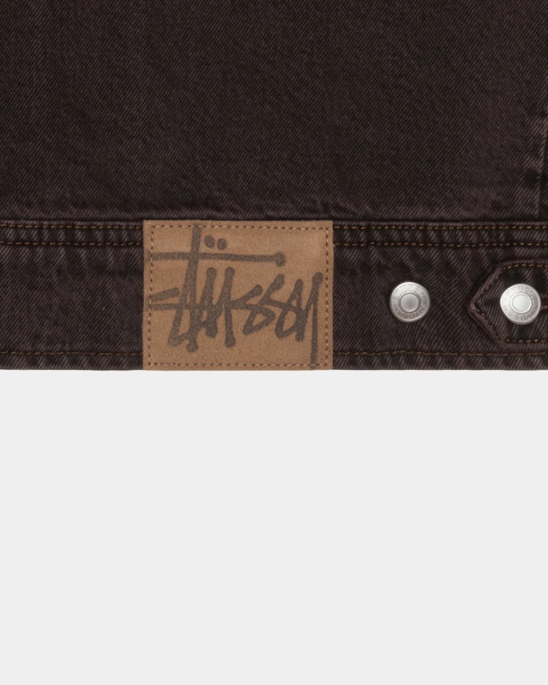 Stussy Zip Work Denim Jackets Espresso | Israel-75193