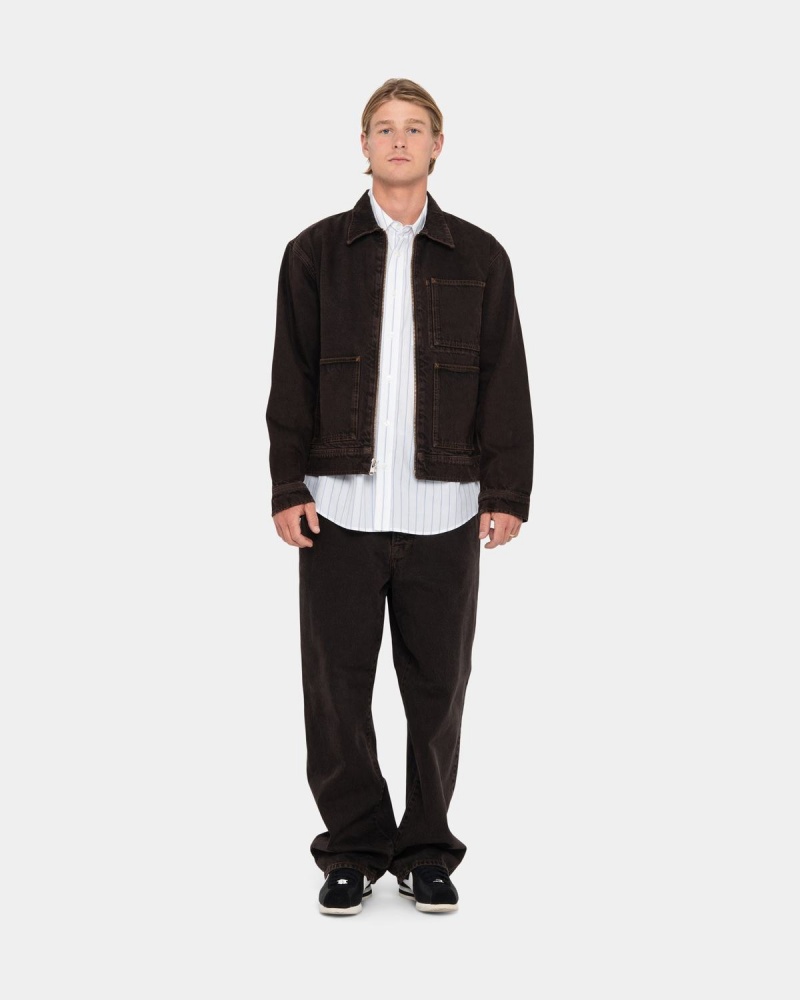 Stussy Zip Work Denim Jackets Espresso | Israel-75193