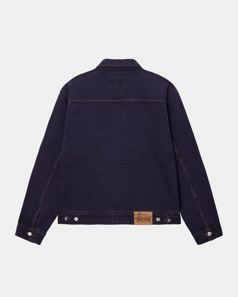 Stussy Zip Work Denim Jackets Navy | Israel-14957