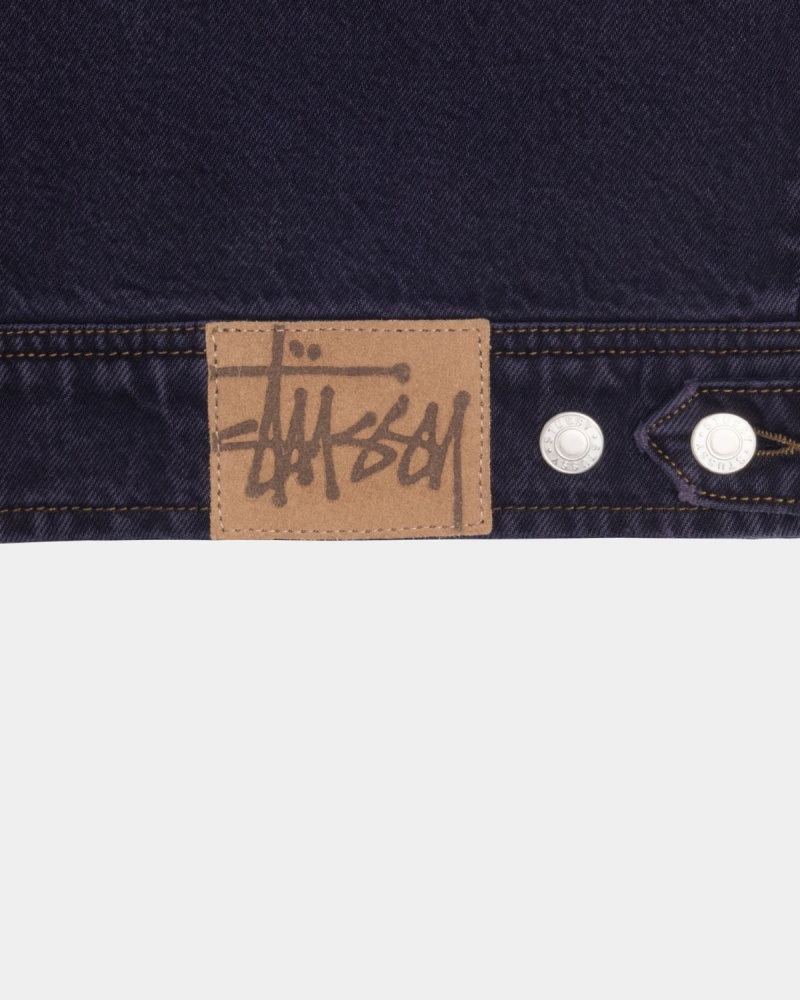 Stussy Zip Work Denim Jackets Navy | Israel-14957