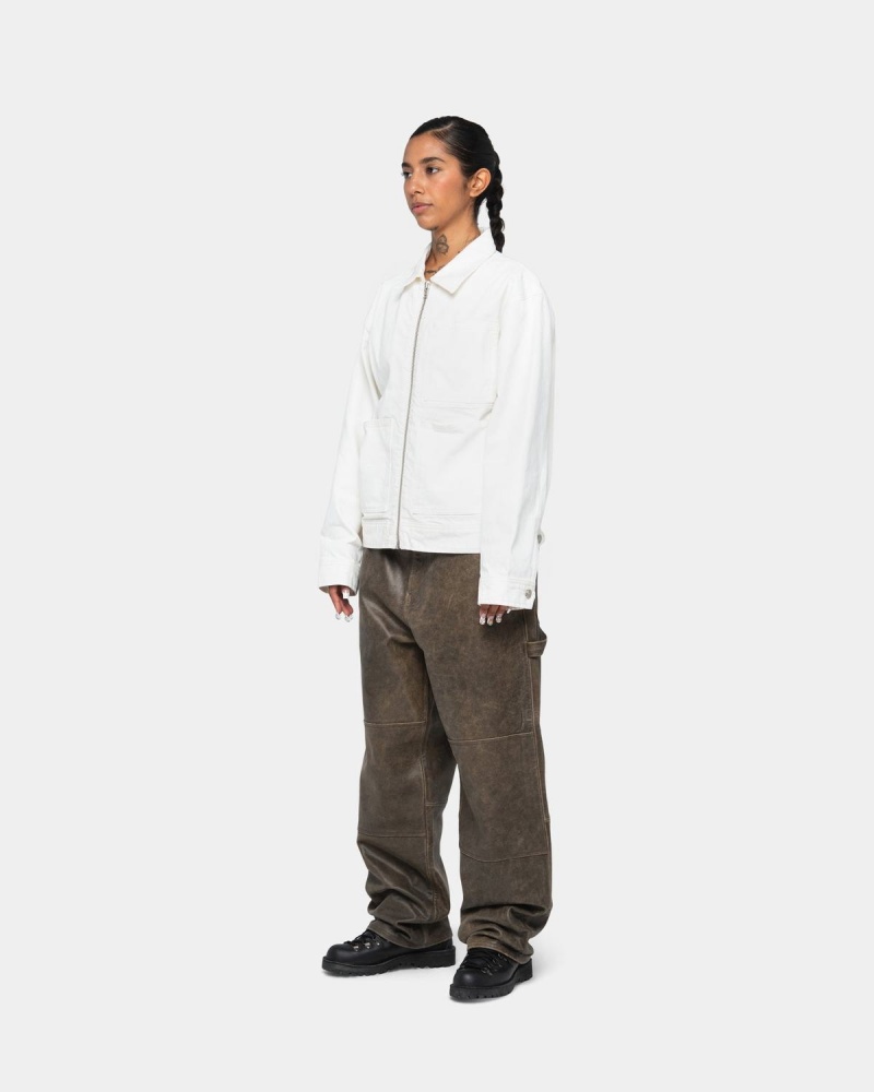 Stussy Zip Work Overdyed Jackets Beige | Israel-19473