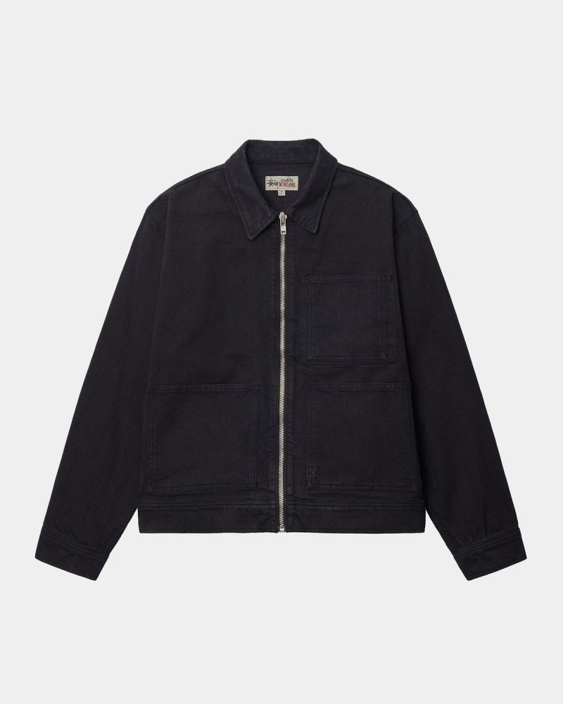 Stussy Zip Work Overdyed Jackets Black | Israel-61542