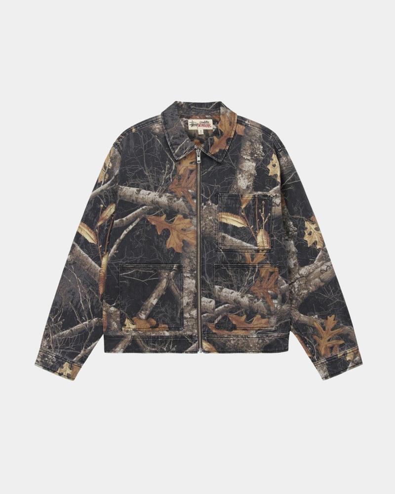 Stussy Zip Work Realtree Edge Jackets Black | Israel-16724