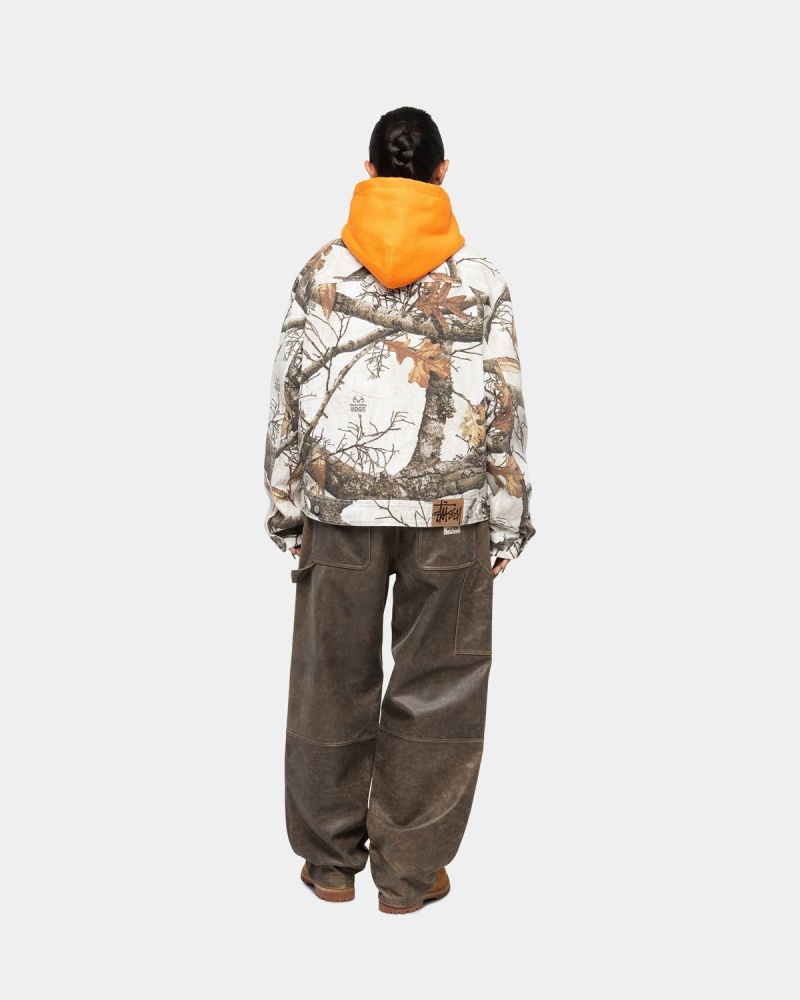 Stussy Zip Work Realtree Edge Jackets White | Israel-04512